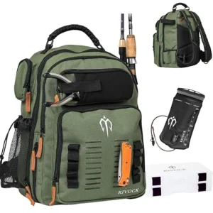 Fishing Tackle Backpack with Rod Holder